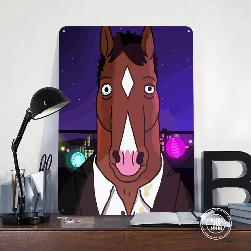 Bojack Horseman Cartoons Metal Poster Custom Wall Art Retro Vintage Tinplate Signs for Man Cave Bed Room Decoration Cozy Home