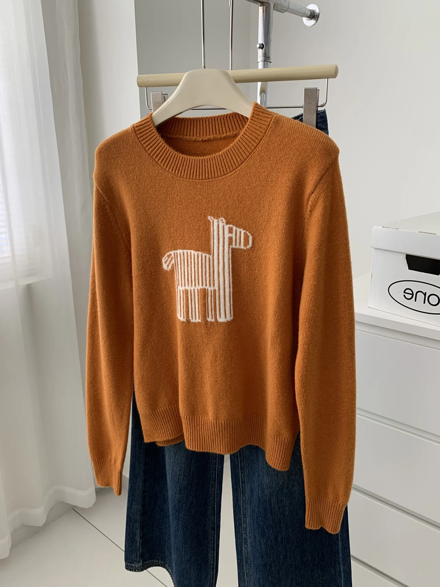 

Color Blo Knitwear round Ne Long Sve Casual Skin Friendly Winter Sweater Warmth Emitting Korean Sle Loose Fit Camere