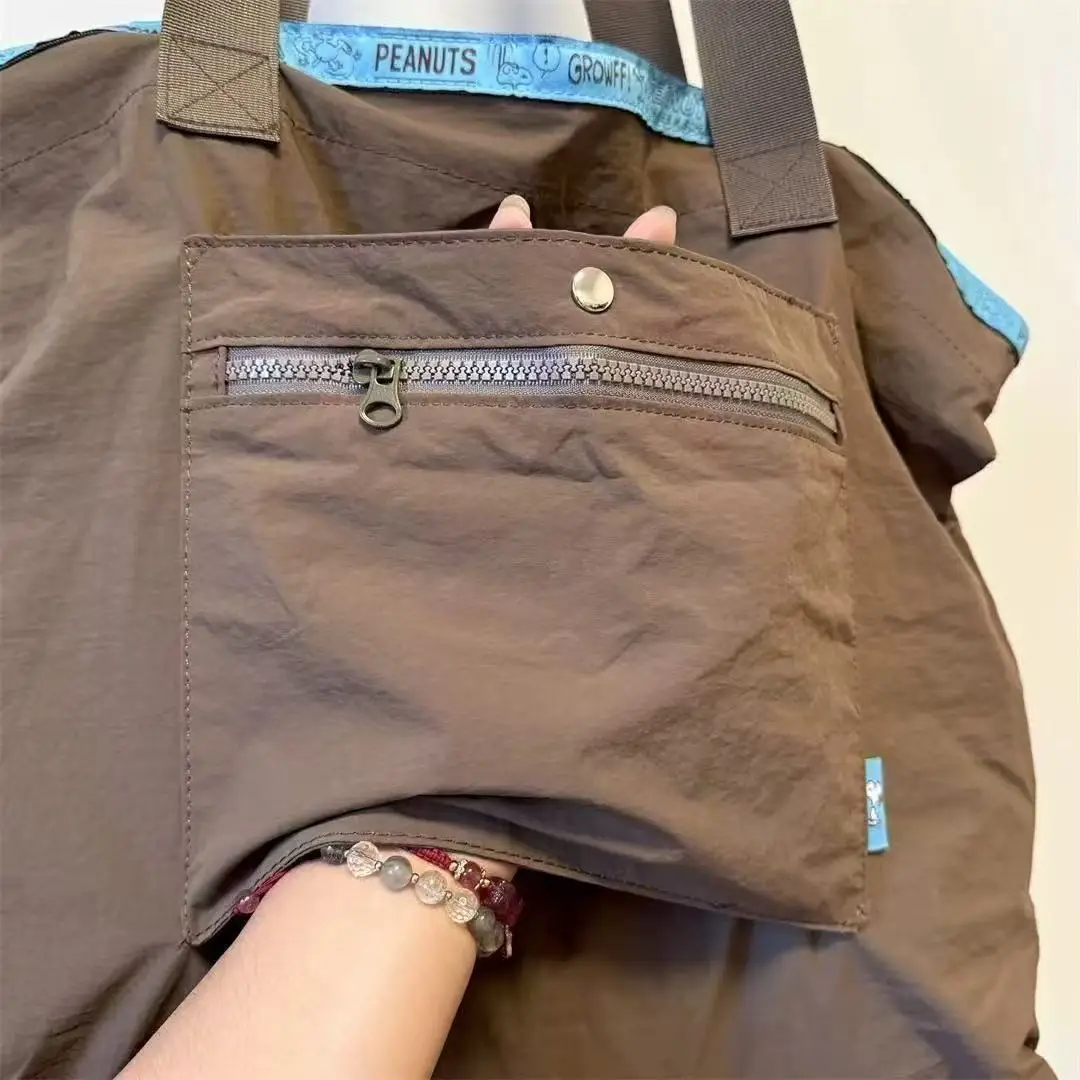 سنوبي الكرتون حقيبة يد حقيبة كتف سعة كبيرة الكرتون من المطبوعة حقيبة تخزين السفر حقيبة التسوق مريحة القماش الخشن #5