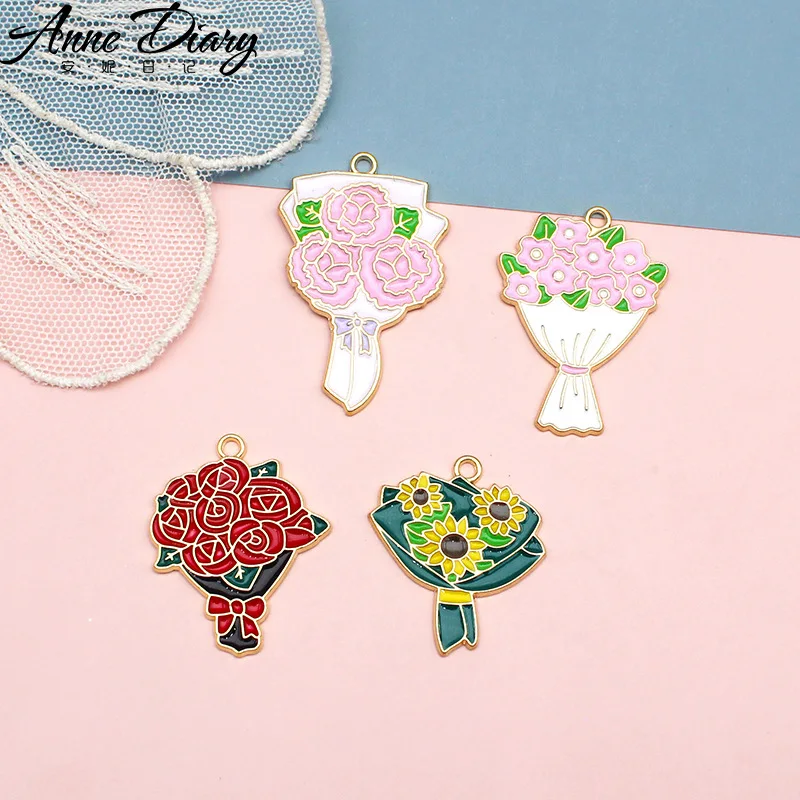 20 Pcs/lot Fashion Bridal Bouquet Flower Pendant Making Accessories Charms For Women, Earrings/Necklace Handmade DIY Jewelry