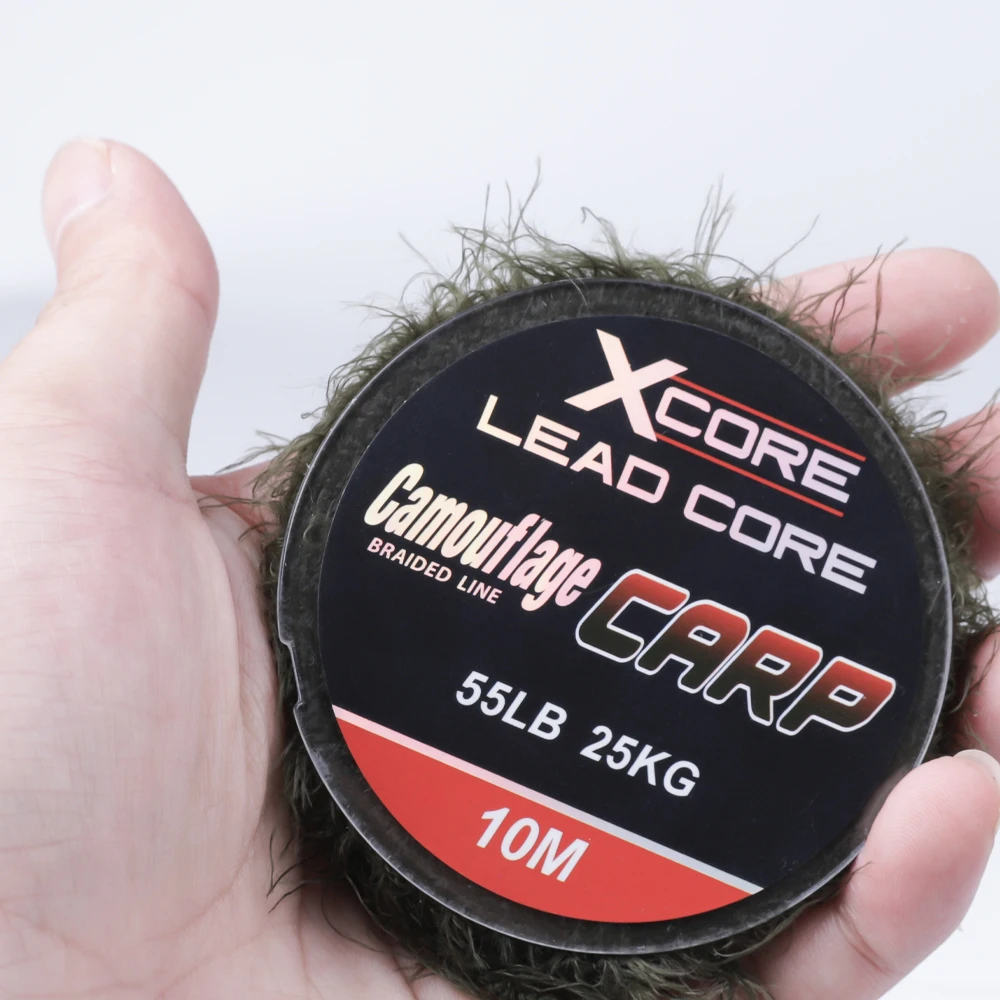 FTK Carp Fishing Leadcore Line 10m 45/55LB Leader Camo Weed Effect for Carp Chod Hair Rigs Fishing Tackle Line Weed Line