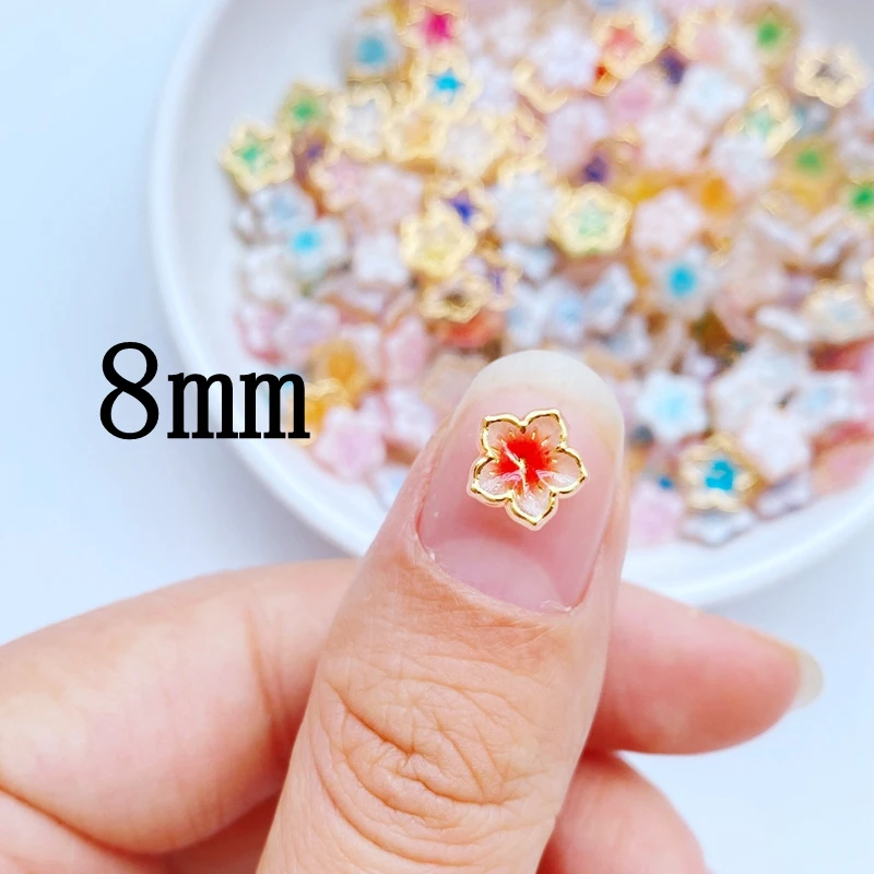 100pcs 3D Resin Nail Charms Flower clock Nail Parts Accessories Kawaii DIY Nail Art Decoration