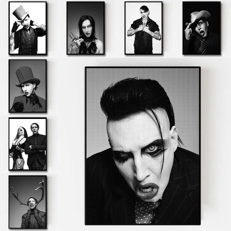 Rock Singer Marilyn Manson Posters and Print Canvas Painting Modern Wall Art Pictures for Study Wall Decoration Room Home Mural