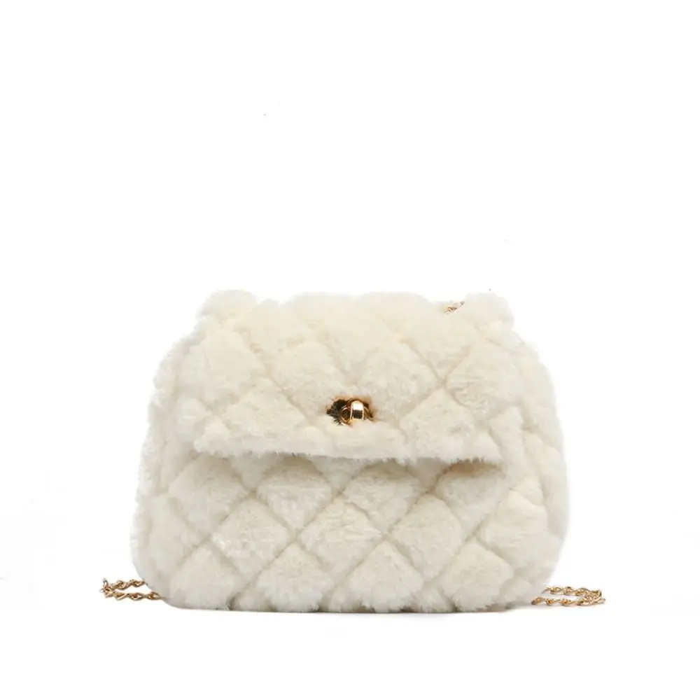 

Lattice Plush Shoulder Bag Korean Style Cloud Shape Chain Crossbody Bag Messenger Bags Coin Purse Flap Handbag Ladies