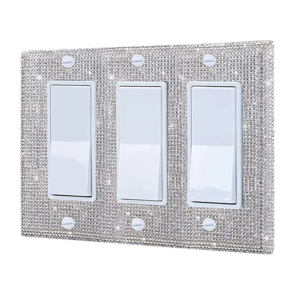US Standard Creative Crystal Home Decoration Wall Plate Cover Bling Plug Outlet Rhinestones  Frame Switch Panel Sticker