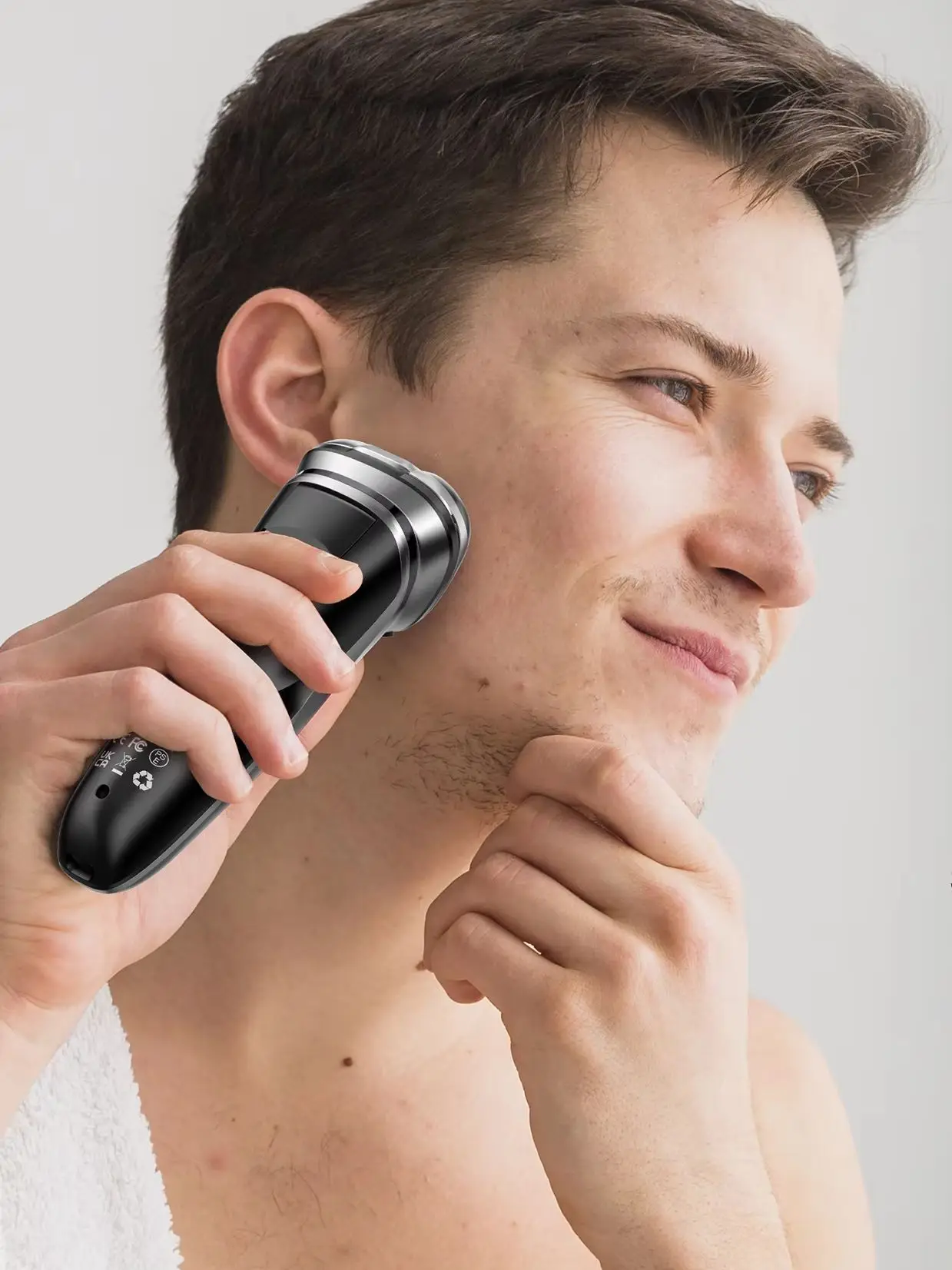 Elektrischer Rasierer für Männer, Nass- und Trockenrasierer, IPX7 wasserdichter Rotationsrasierer mit ausklappbarem Trimmer, Schnellladung, Geschenke für Männer