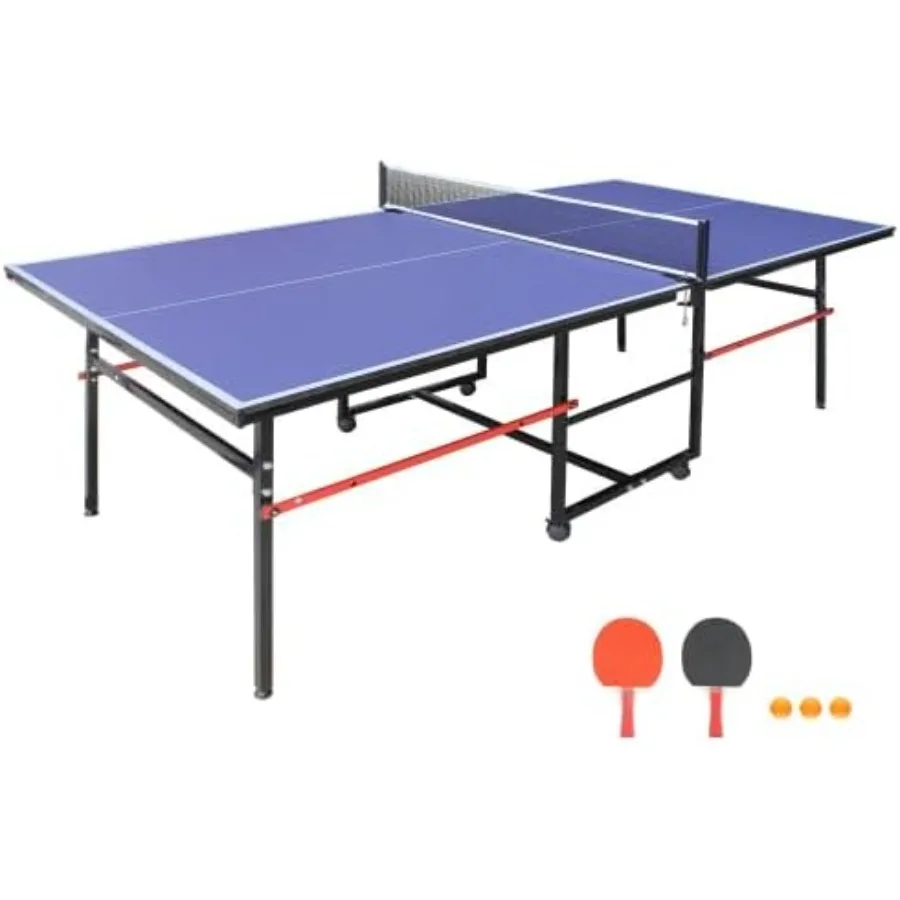 

8FT Mid-Size Foldable Portable Table Tennis Table Set for Indoor Outdoor Family Game Lightweight and Easy to Assemble