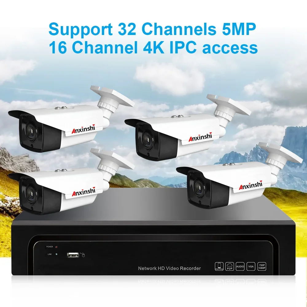 Anxinshi 8MP 5MP 4MP 2MP Ip Bullet Cctv Camera System