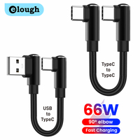 66W 0.25/0.5m Double Elbow Type C Cable Fast Charging USB C to USB C Cable for iPhone15 16  Samsung OPPO Short Data Wire