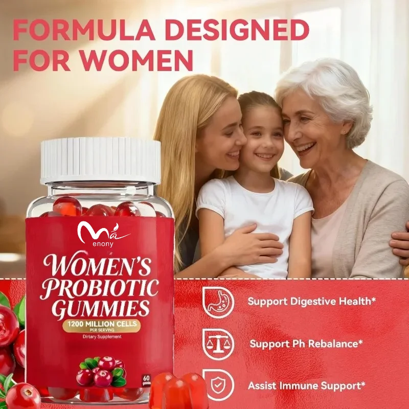 Probiotic Gummies Contain Cranberries, Inulin - Supports Digestion, Vaginal and Immune Health - Plant-based