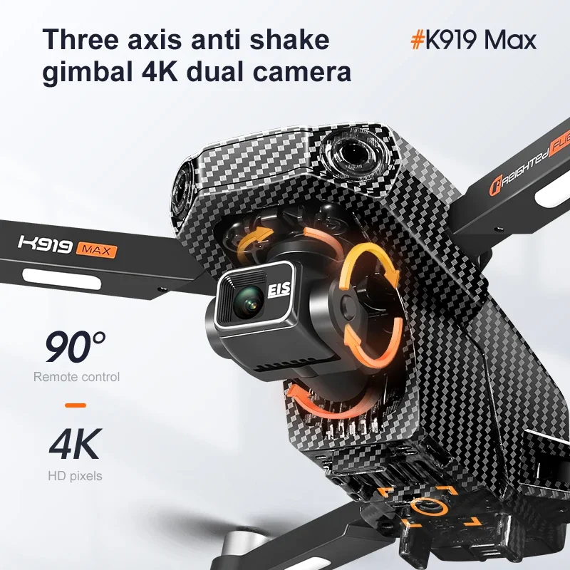 Drone GPS K919 MAX 4K Profesional HD Kamera Ganda Wifi 5G 360 °   Drone RC Quadcopter Lipat Tanpa Sikat Penghindar Rintangan