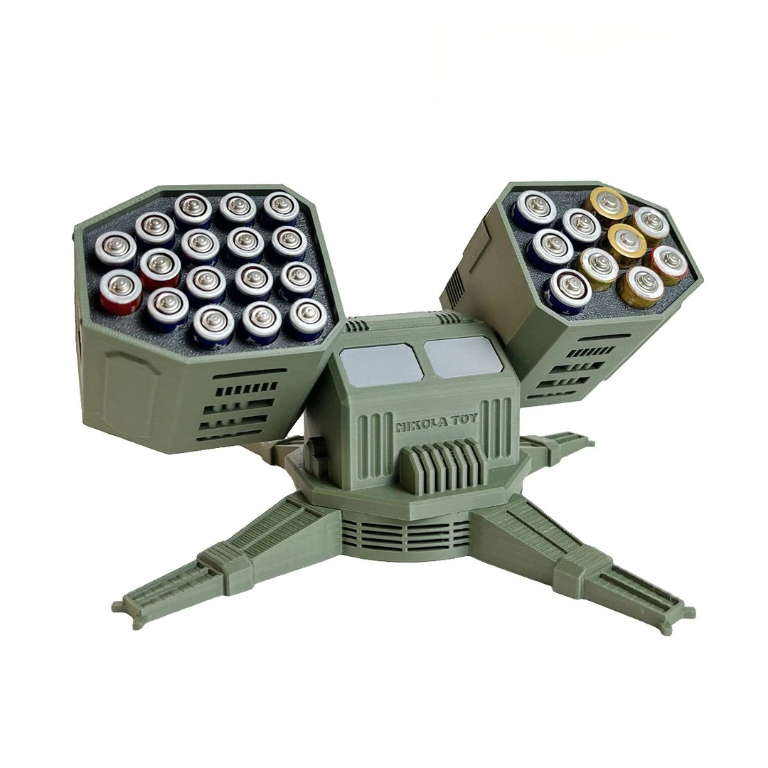 Battlefield Mecha Shaped Battery Storage Box, Creative Desktop Ornament, Great Gift for Boys