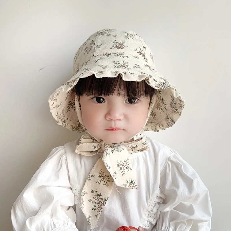 

Spring Summer Baby Hats Lovely Flower Fisherman Hat For Kids Girls Big Brim Sun Hat Cotton Beach Caps Children Bucket Hat