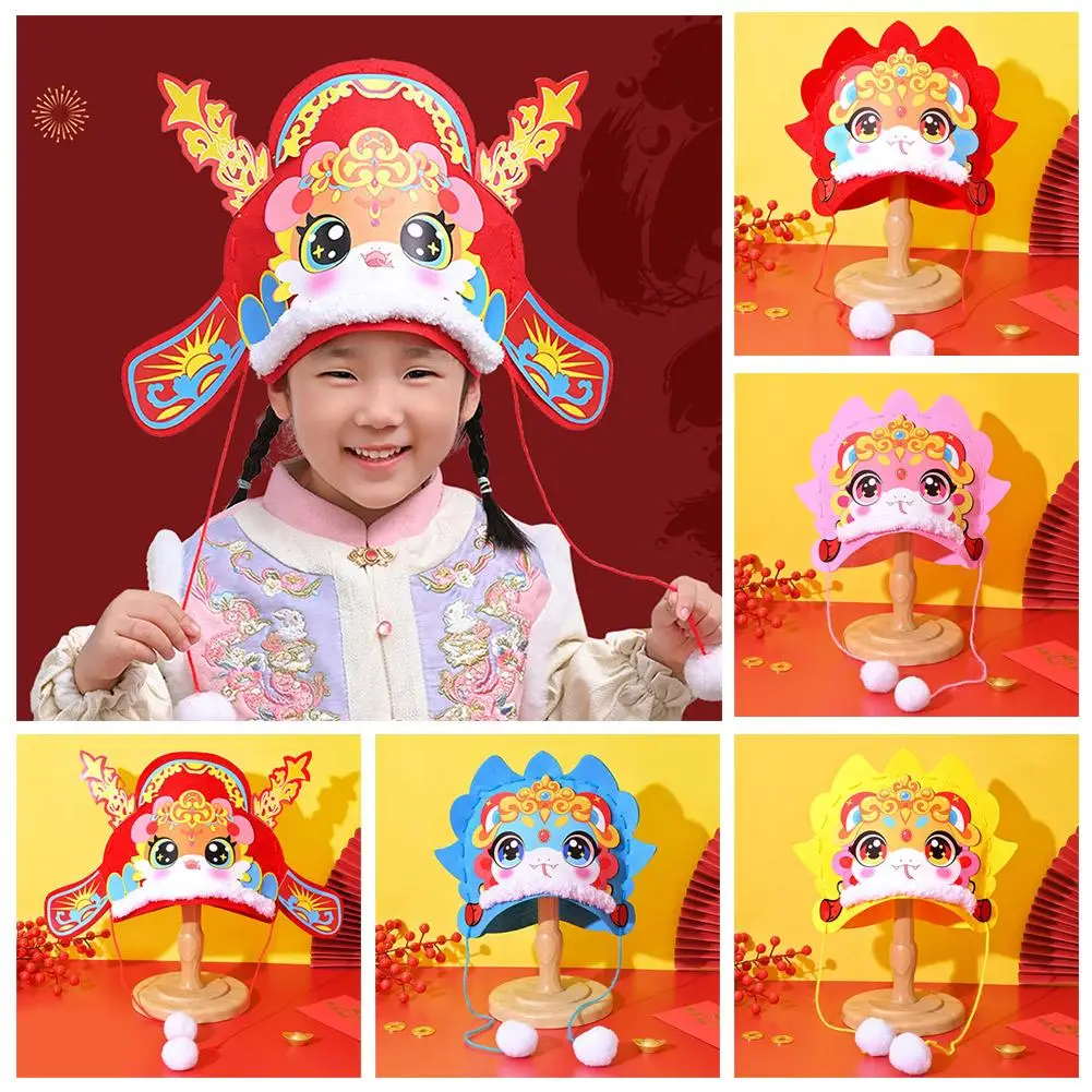 New Year Spring Festival New Year's Day Snake Year Gift Handmade Hat DIY Kindergarten Non-woven Cute Material Material Pack Q8X5