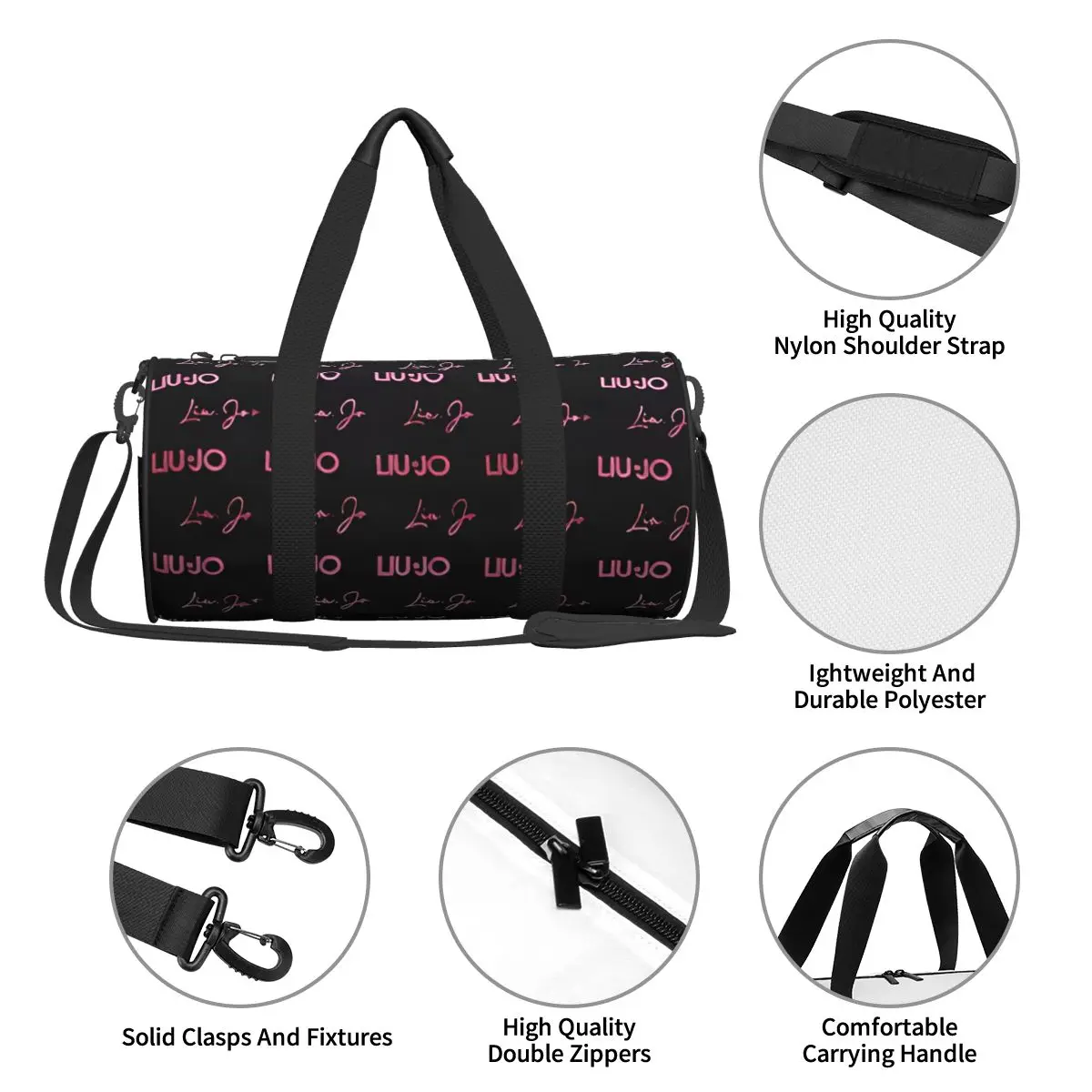 Liu Jo, bolso de viaje redondo de gran capacidad para hombre y mujer, bolso de equipaje de mano, bolso de mano para hombre, bolso deportivo de gran capacidad para fin de semana y gimnasio