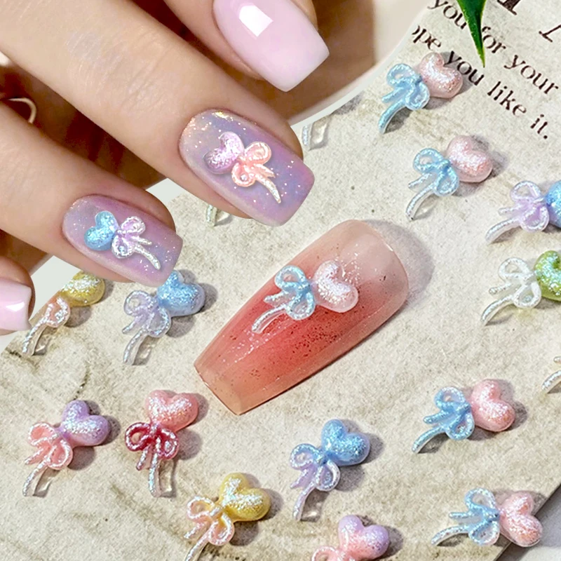 40/50Pcs Kawaii Purple Ice Translucent 3D Nail Decoration Moon Stars Clouds Love Shaped Cute Charm Manicure Nail Art Accessories