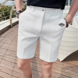 Summer Men's Korean Casual Elastic Shorts Men's Trendy Five Quarter Shorts White Shorts New Men's Outdoor Loose Shorts