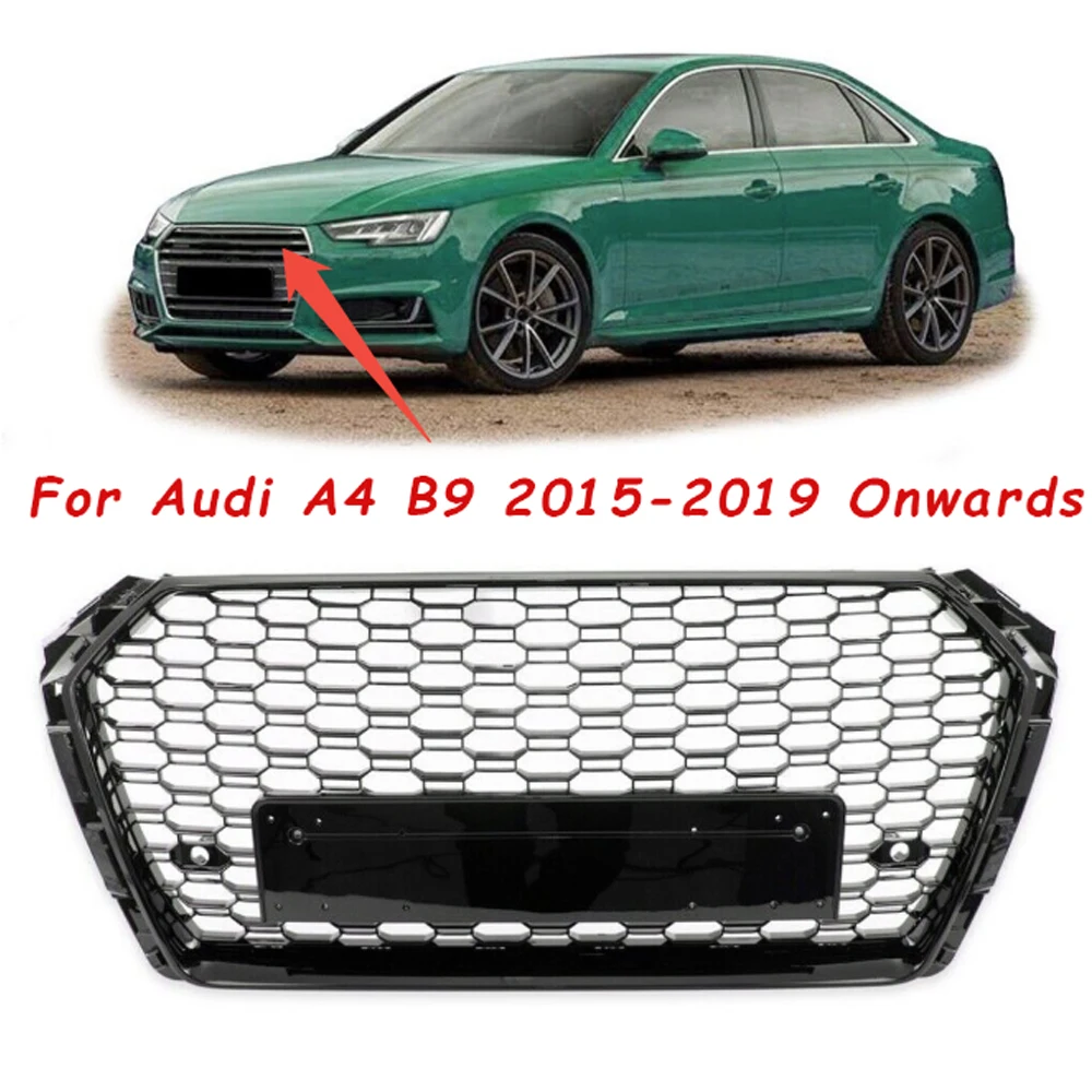 

Glossy Black Front Honeycomb Grille For Audi A4 B9 2015-2019 Onwards Car Front Bumper Grille Replacement Accessories