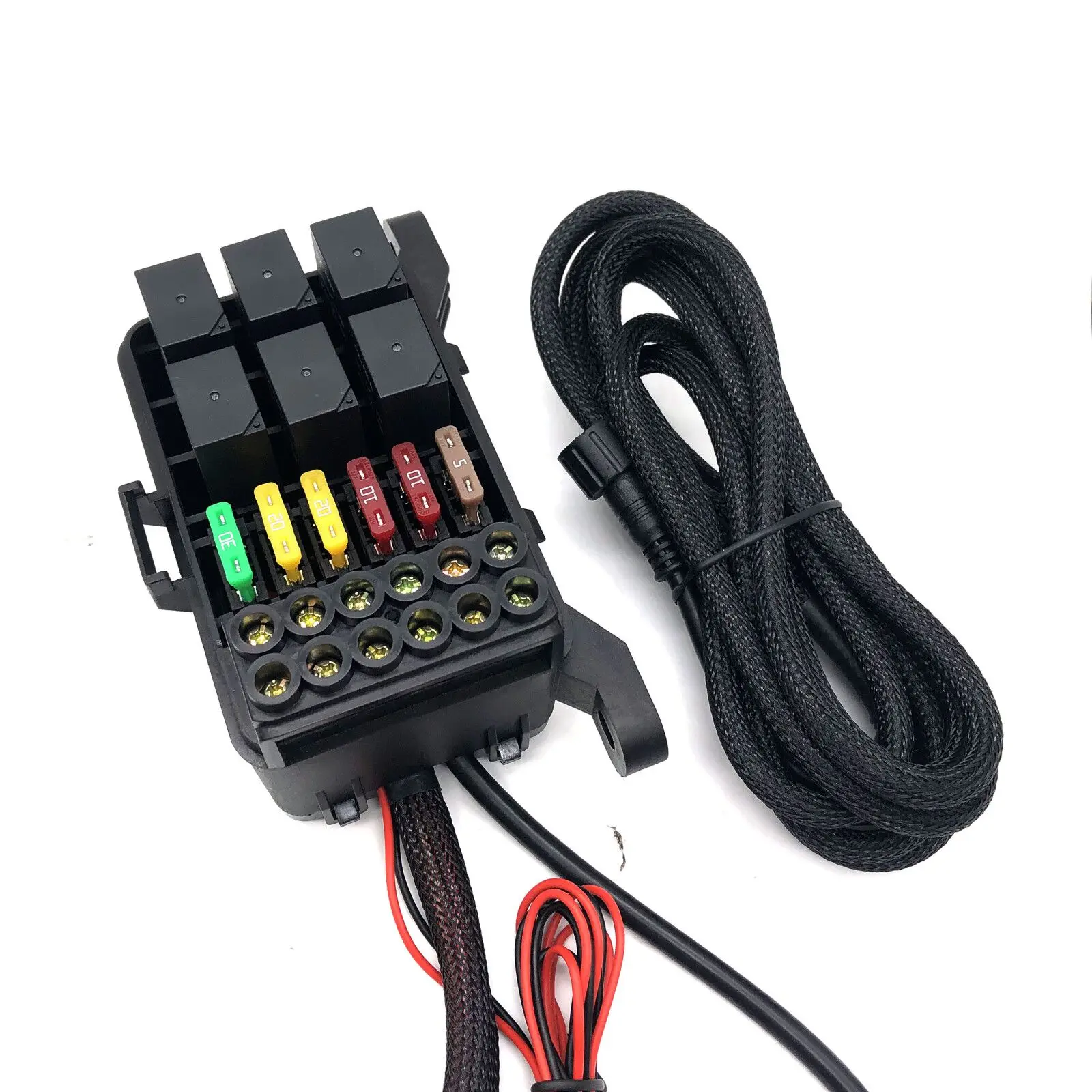 6 Gang Switch Panel Universal Circuit Control Relay System with Fuse Wiring Harness Automatic ON-Off LED Switch