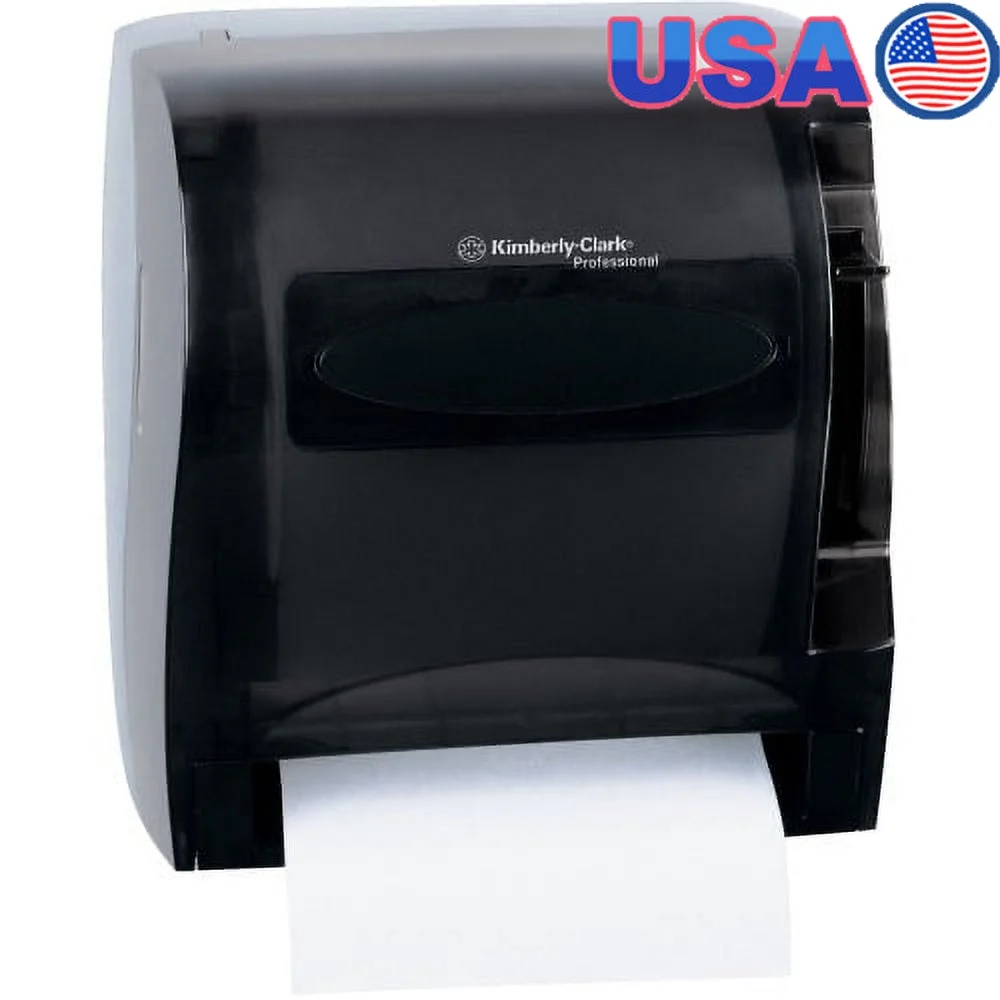 

Professional Roll Towel Dispenser Automatic Feed Easy Lever Operation Durable Plastic Compact Size Smoky Design Ideal Restrooms