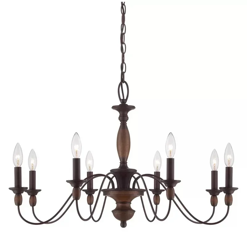 American minimalist medieval wood chandelier, creative bed and breakfast bedroom lamp