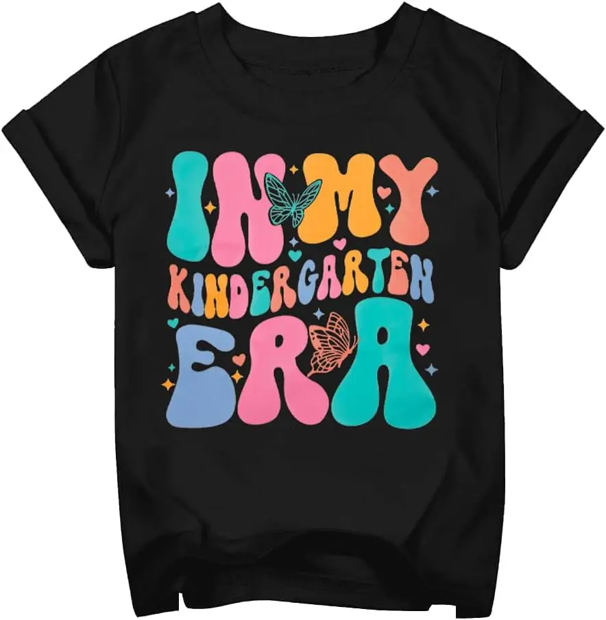 BANGELY First Day of Kindergarten Boys Girls Shirt Back to Preschool Shirts in My Kindergarten Era Graphic Short Sleeve Top