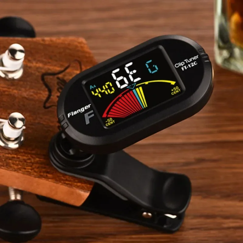 Flanger Guitar Tuner FT-12C Colorful Screen Chromatic Tuner with Clip Mount Display Tuner for Guitar Bass Ukulele Violin