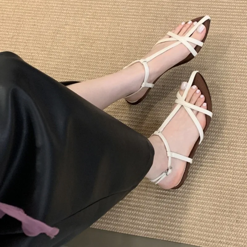 Bailamos Summer Heels Women Sandal Fashion New Brand Gold Narrow Band Ladies Slingback Shoes Ankle Srtrap Dress Slides Mujer