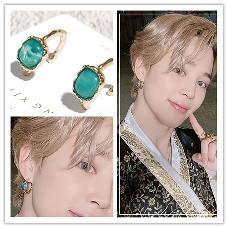 2022 KPOP Spring New Products JIMIN INS Korean Fresh Multicolor Flower Earrings Female Boho JENNIE Celebrity Gift