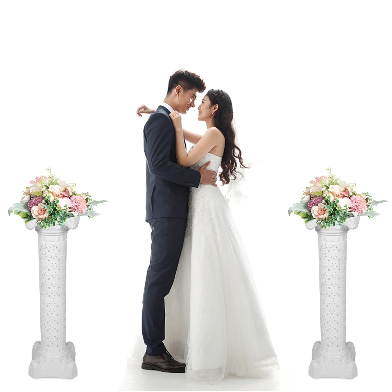 

Hollow Roman Column Flower Vase Plastic Wedding Pillar Decor Road Guiding Prop Balcony Display Retro European Style