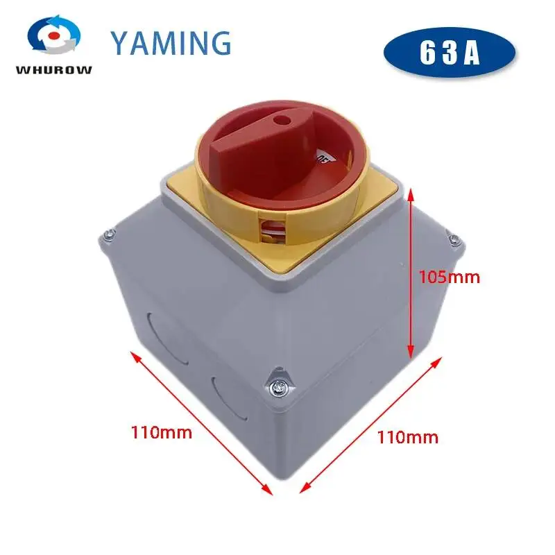 Isolator Switch With Protective Waterproof Box LW26GS-63/2M Main Control Motor Power Supply Cut-off Load Disconnect 63A