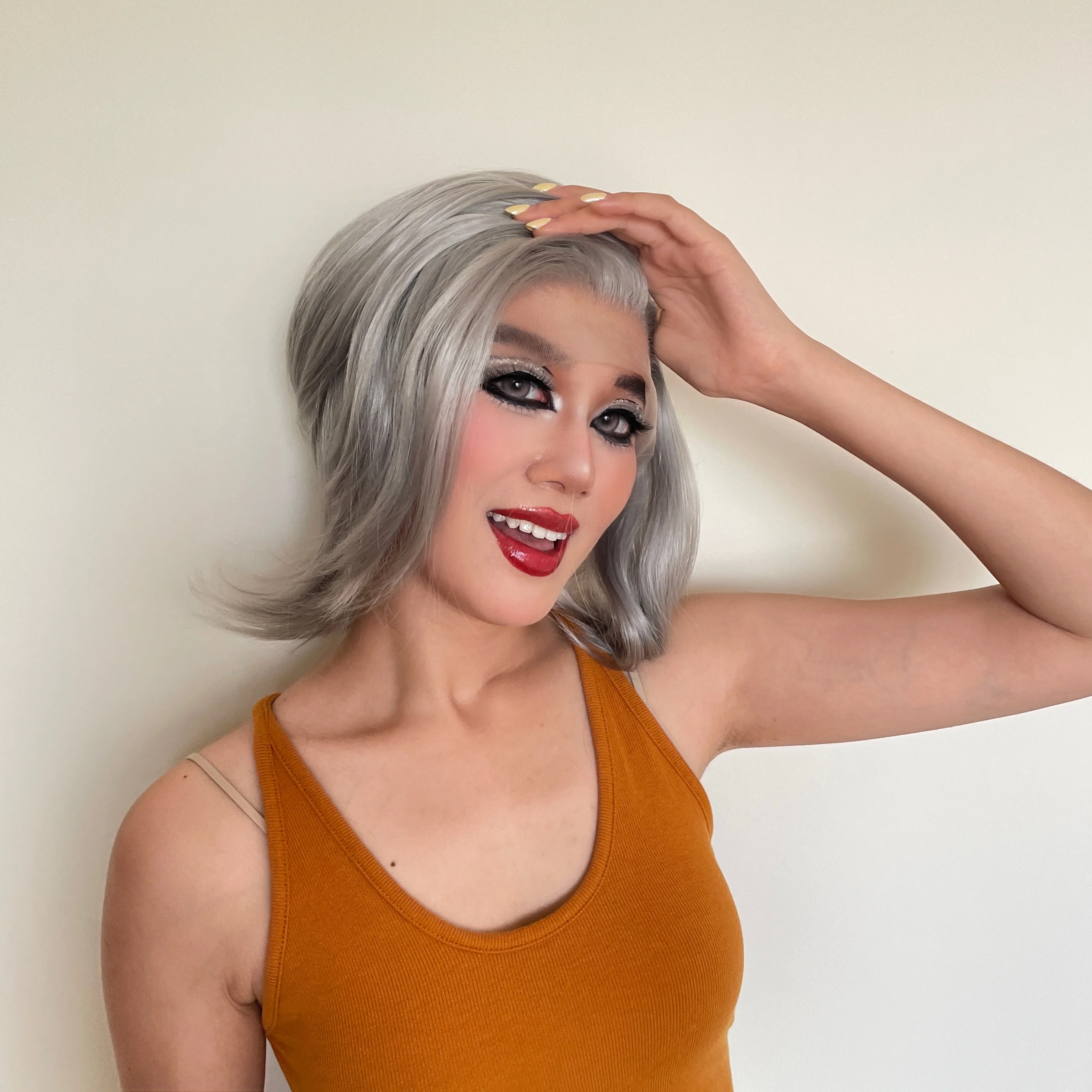 Medium Grey Short Bob Cut Synthetic Lace Front Wigs for Women Cosplay Wig for Men Natural Hairline Gray Glueless 13x4 Lace Wigs