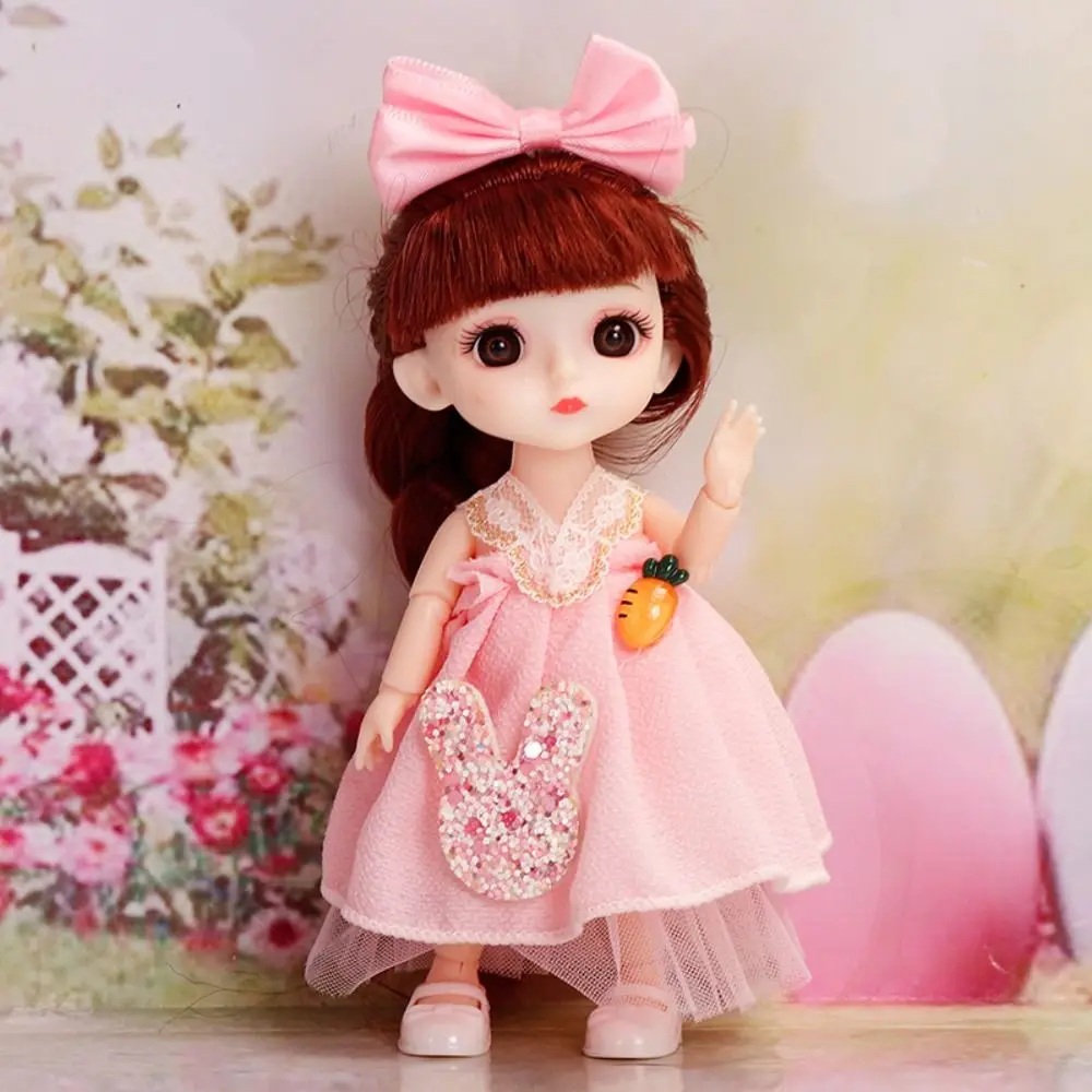 Mignon grands yeux 16 cm BJD 1/12 échelle mobile visage mignon BJD doux 16 cm Figure Bjd Mini 16 cm bricolage cadeaux