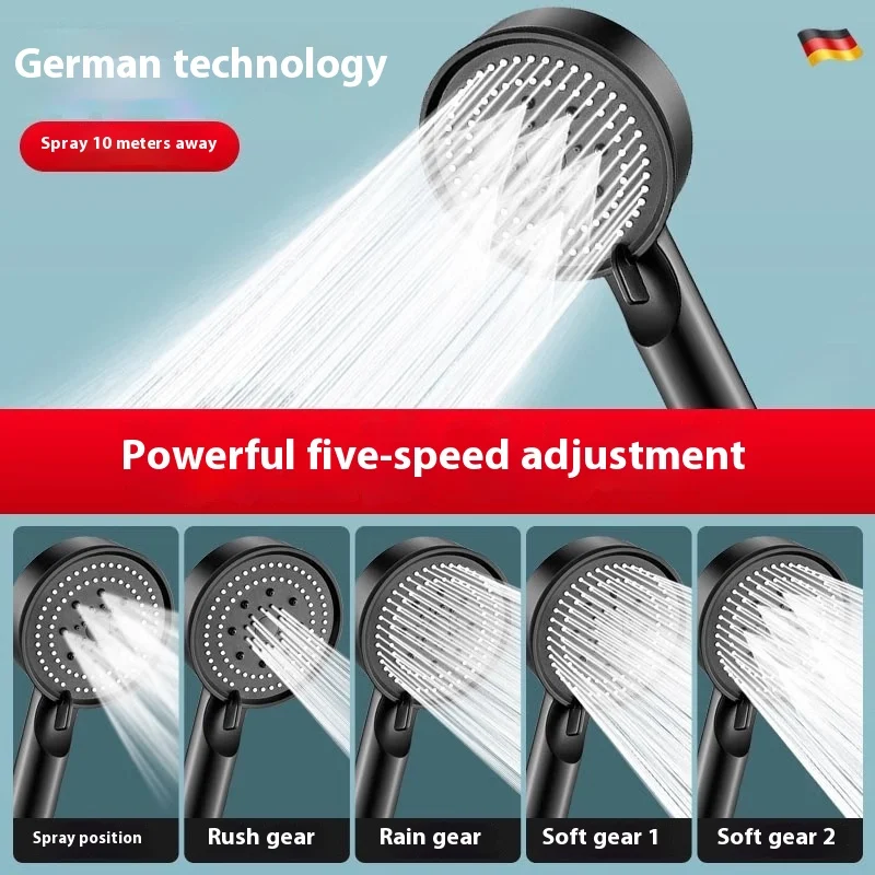 

5 Modes Handheld Shower Head booster shower head nozzle Adjustable High Pressure Large Water Shower Bathroom Accessory