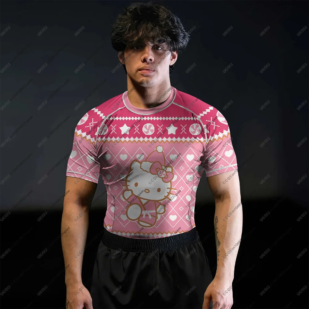 طفل فتاة بنين تي شيرت اللياقة البدنية الصالة الرياضية مرحبا كيتي جيو جيتسو القتال طفح الحرس أعلى الملاكمة أنيمي تنفس عارضة الرياضة عيد الميلاد المحملة