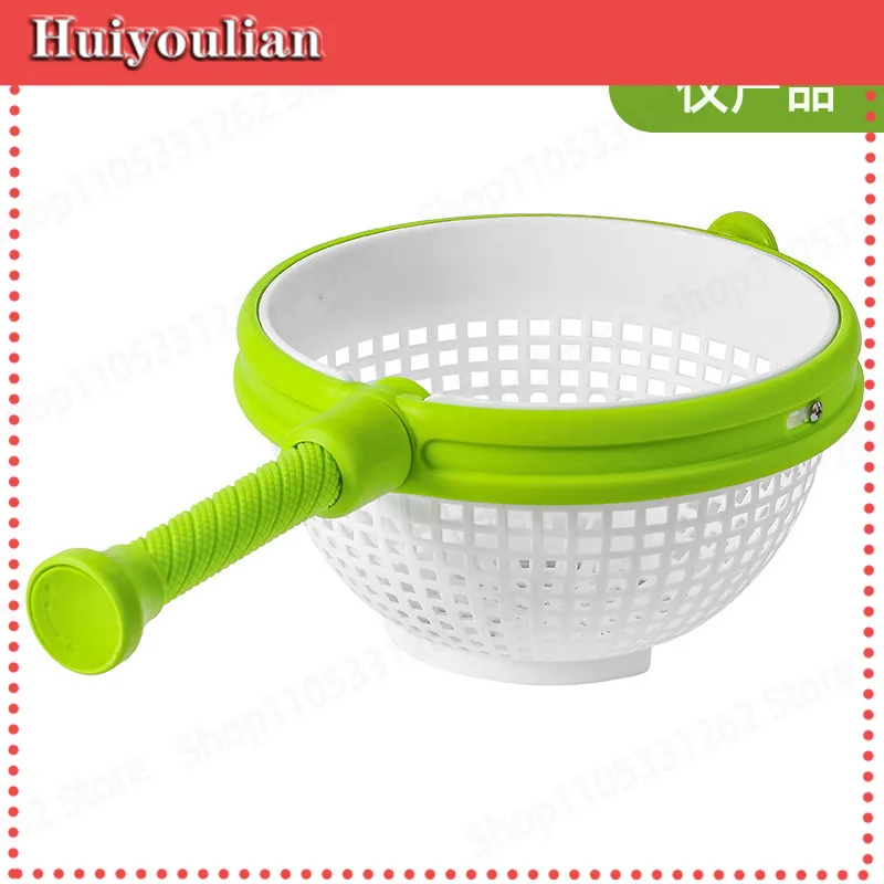 Multifunctional Manual Spin Salad Spinner Vegetable Fruit Dryer Colander Storage Kitchen Gadget
