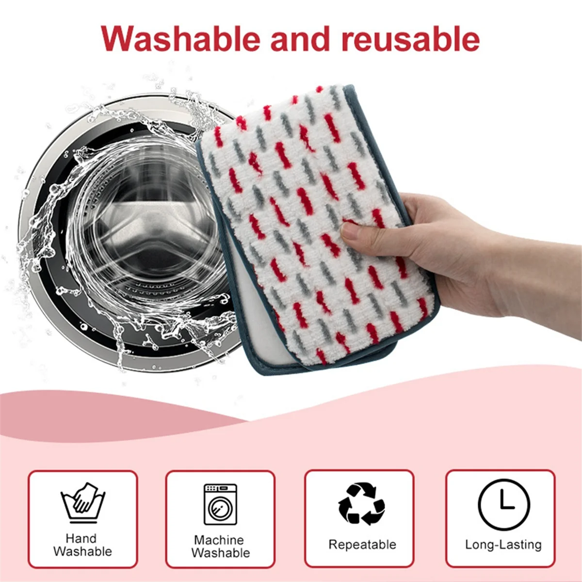 A11I 6PCS Reusable Mop Pads for PowerMop Replacement Microfibre Mop Thickened Pads Refills for Hardwood Floor-A