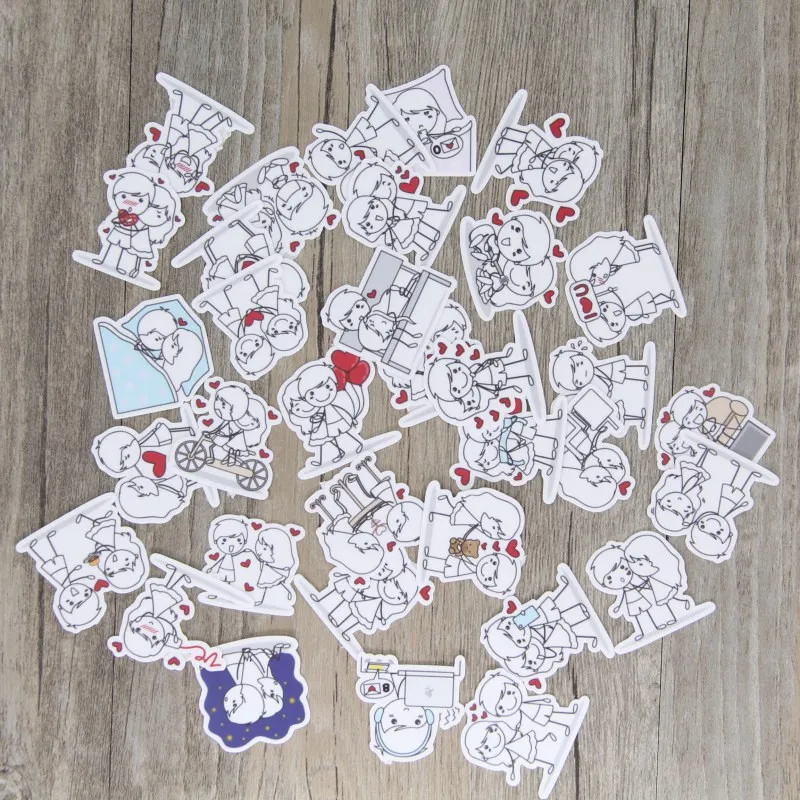 40 pcs Couple character expressi for phone car Label Decorative Stationery Stickers Scrapbooking DIY Diary Album toy Sticker