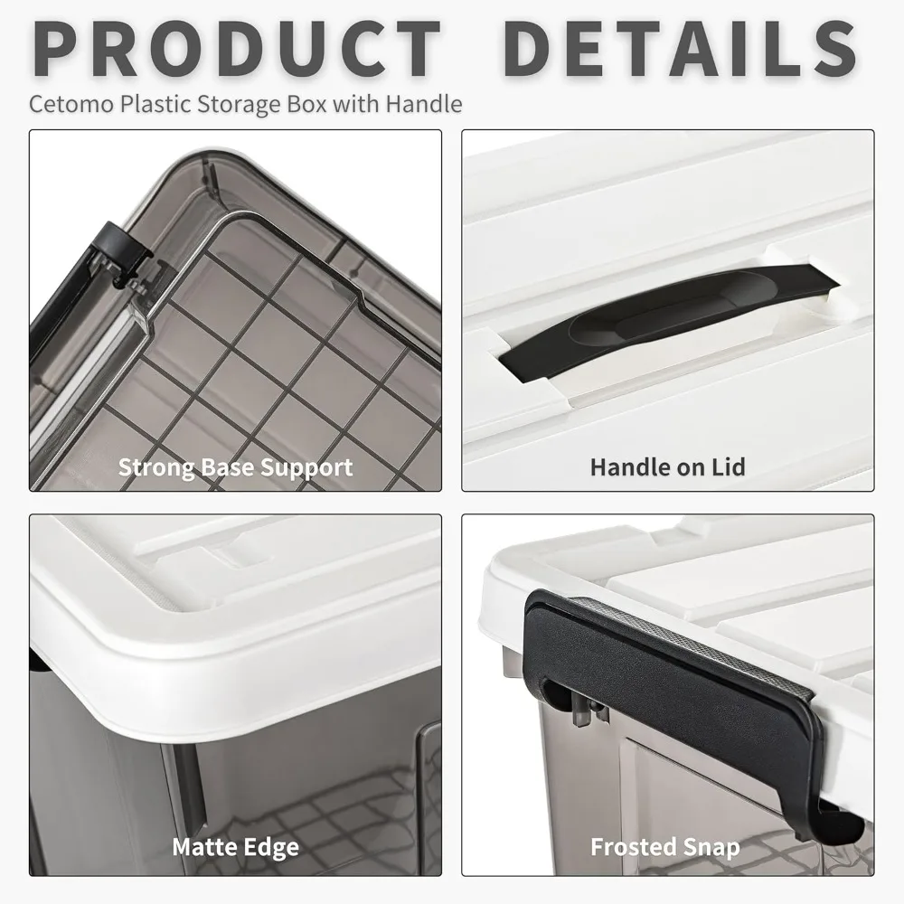 

35L Storage Bins with Handle, Stackable Plastic Tote, Durable Click Lock Lid, BPA Free Organizing Container for Home Office