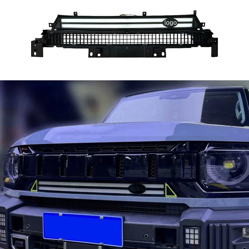 Car Defender Style Front Bumper Grille Fit for JETOUR Traveler T2 2023 Modified Front Face LED Grille Car Exterior Accessories