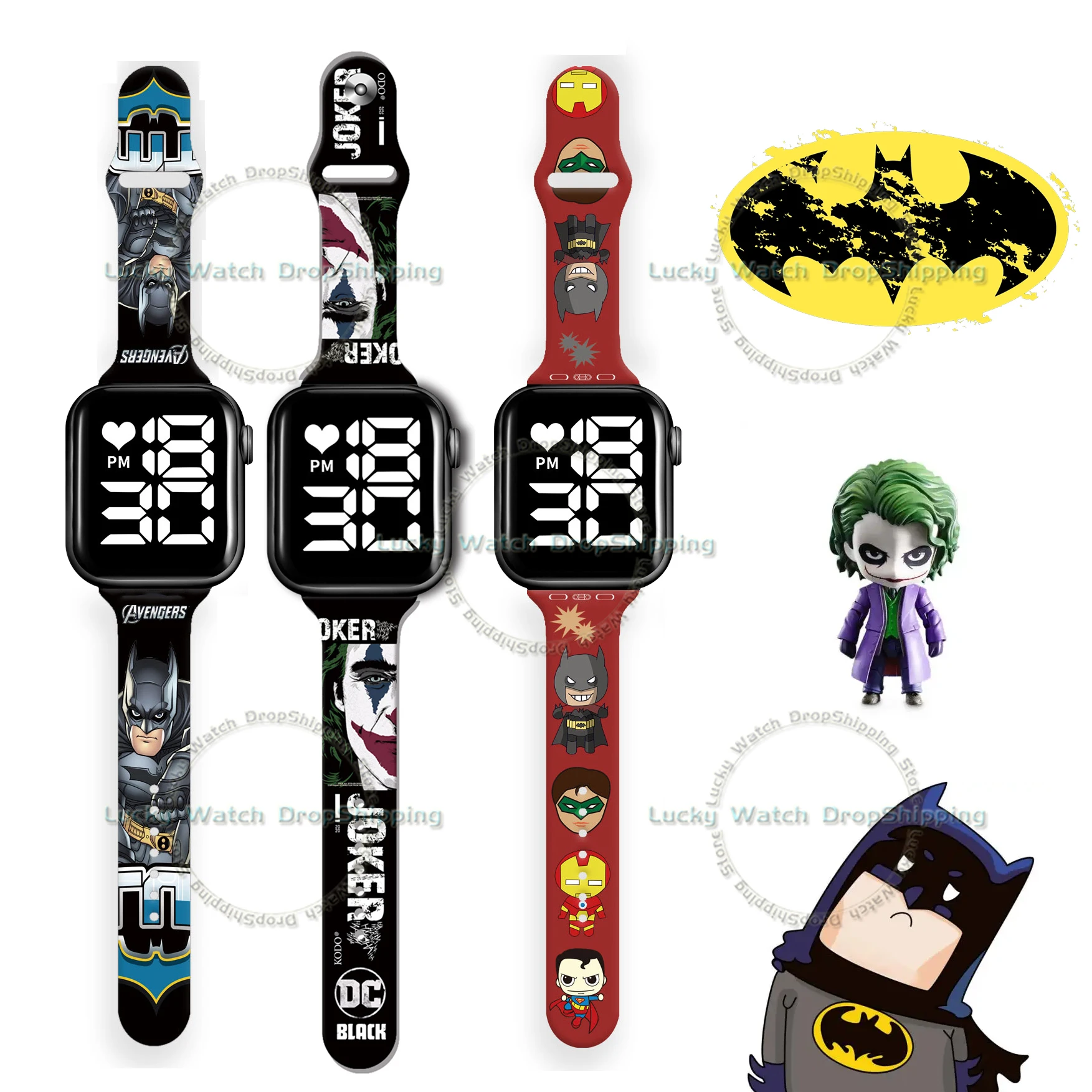 Reloj de pulsera deportivo Digital con estampado de Joker para hombre y mujer, pulsera LED de Batman, figura de Anime, regalos para niños