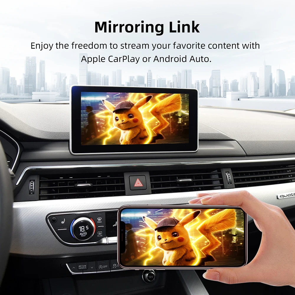 ANYFAR Wireless CarPlay Android Auto Interface Adapter für A4 A5 Q5 2008-2018 MMI 3G System mit AirPlay Mirror Link Bluetooth