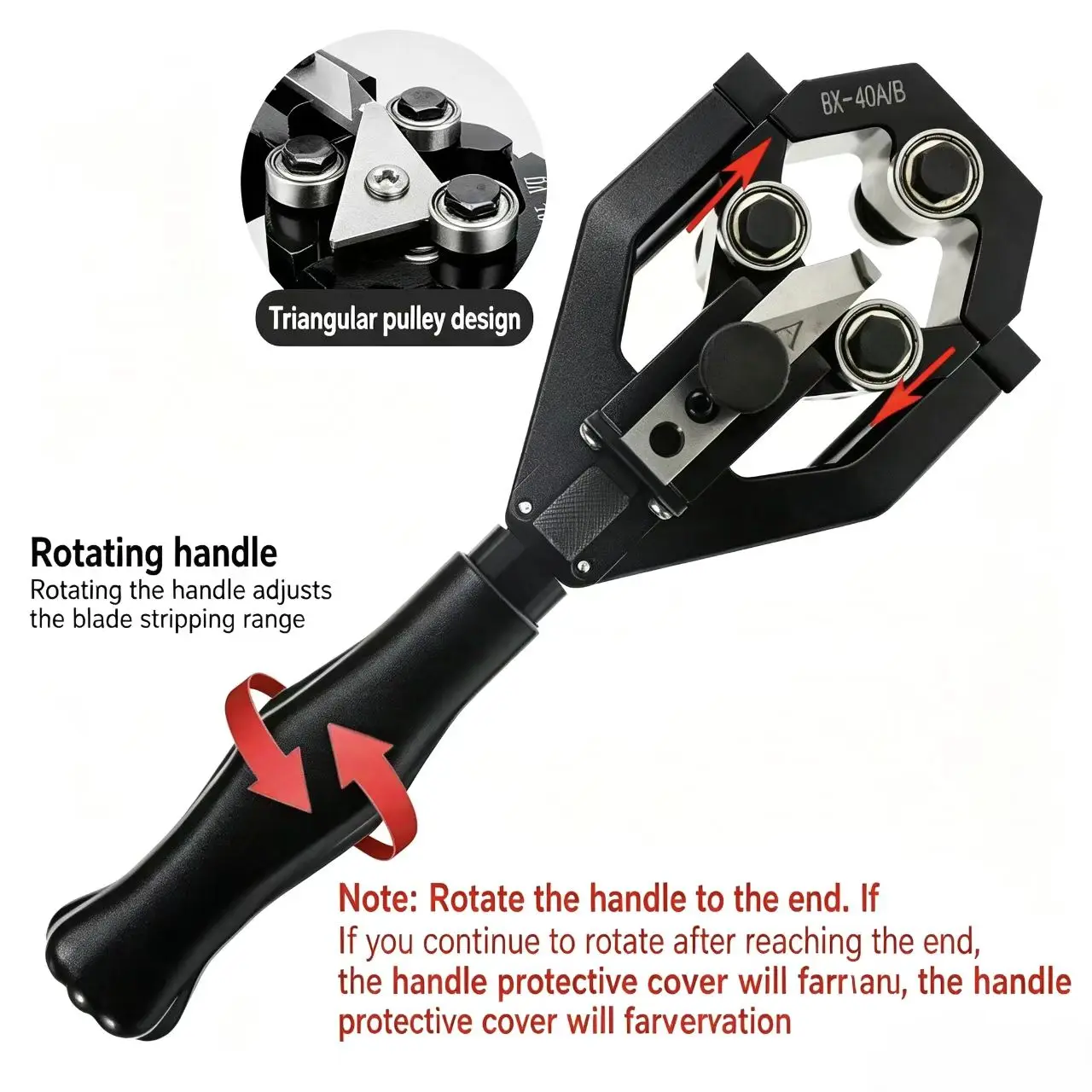 BX-40 Electrician Wire Stripper Plier – 20-40mm High Voltage Cable & Insulation Stripping Tool, End Semiconductor Hand Tools