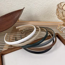 Retro Leather Thin Headbands for Women Simple French Style Hairbands Match Hair Accessories Headpiece PU Winter Hoop Headwear