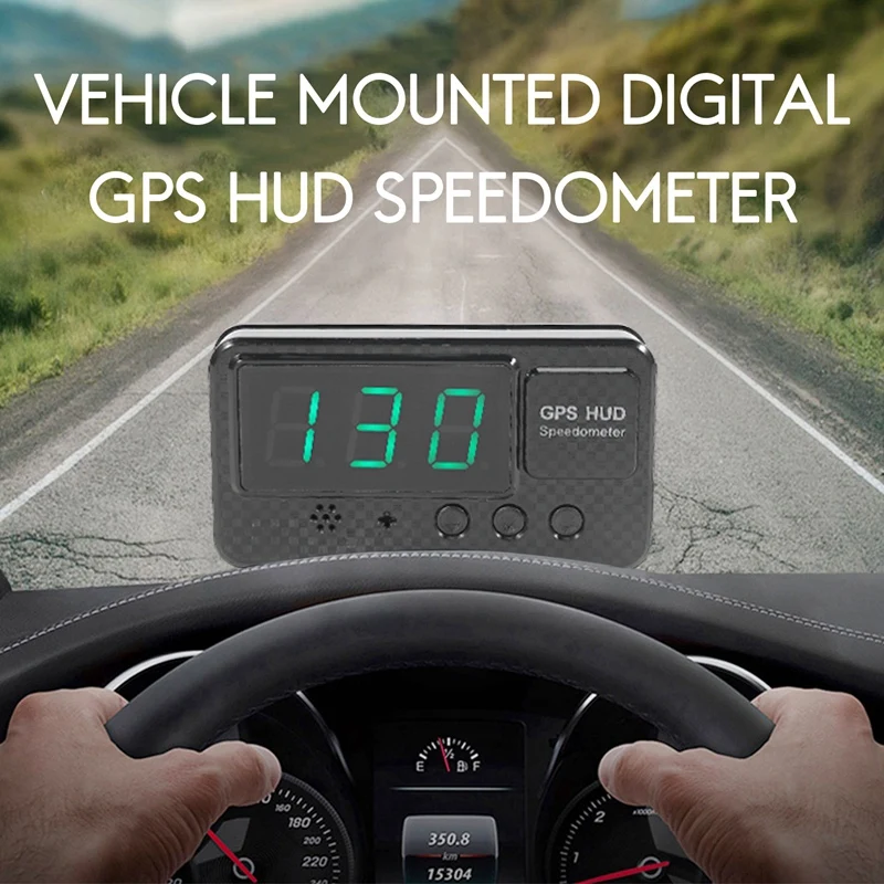 Car Digital GPS HUD Speedometer 3 Inch Head Up Display With Overspeed MPH/KM/H Warning Alarm Black