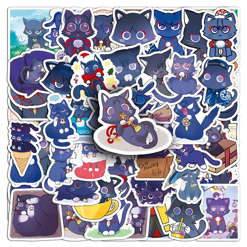 10/30/50pcs Game Genshin Impact Wanderer Cat Stickers Anime Cartoon Decal DIY Skateboard Laptop Guitar Cute Sticker Kid Toy Gift