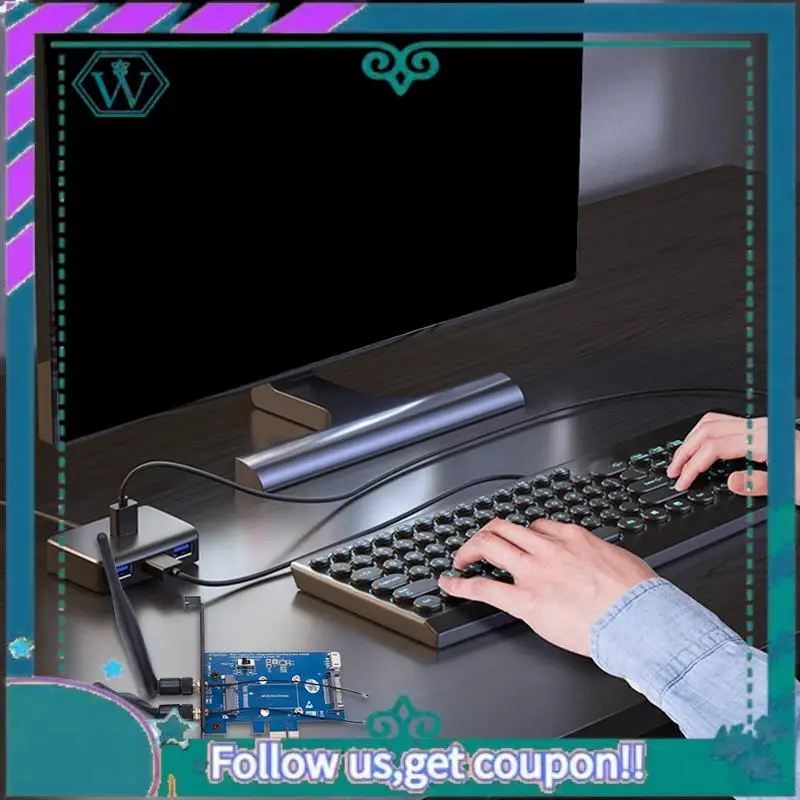 Verbessertes WLAN-Modul Mini PCI-E Express zu PCI-E 1X Adapterkarte 3G/4G zu PCI-E Development Board 2 Antennen