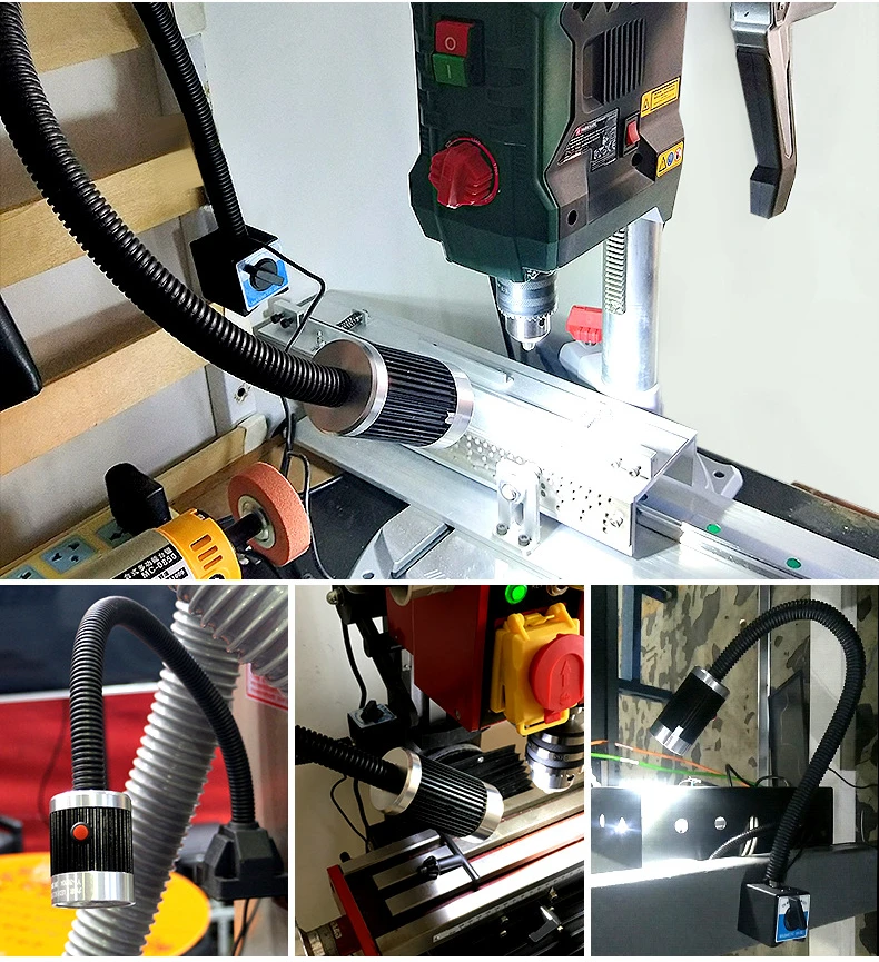 Economia de energia-base magnética forte led torno luz de trabalho máquina ferramenta luz super brilhante cnc torno lâmpada de mesa industrial 9w