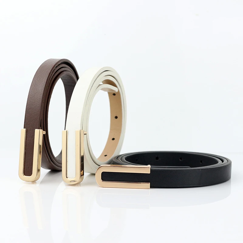 100cm Decorative Dress Simple Korean Style Suit White Small Belt Fashionable And Versatile Black Leather Thin Belt For Women