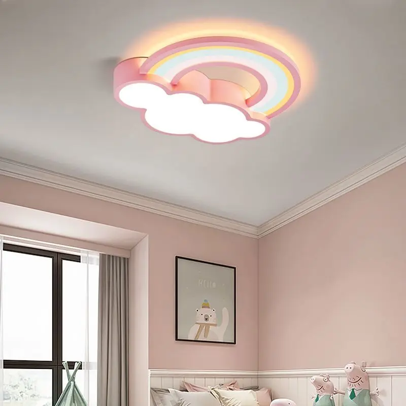 Children's Bedroom Ceiling Light Creative Cartoon Rainbow Cloud Design Modern Simple Princess Room Lighting for Boys And Girls